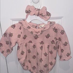 Floral Pink Kids One Piece Bodysuit